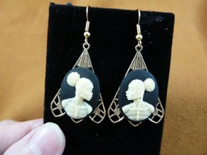 CAE2-8) SELTENE AFROAMERIKANISCHE DAMEN elfenbein + schwarze KAMEE Ohrhänger SCHMUCK - Bild 1 von 1