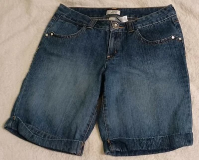Pantalones cortos de mezclilla Metro 7 para mujer con puños talla 10 100 % algodón  Foto 1 de 3