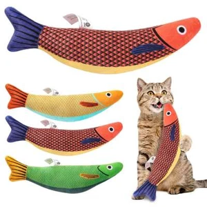 Cat Chew Toy Fish Crinkle Sound Catnip Filled Kitten Animal Toy Soft Plush Toy - Picture 1 of 16