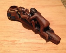 Collectible Smoking 6-inch Sexy Pipe of Peace Aztec Love Handmade Item Clay (#8)
