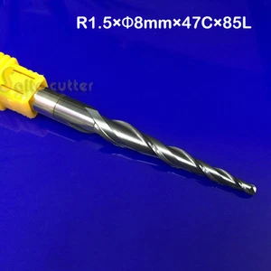 HRC55 bola cónica de carburo sólido nariz cnc molino final NANO recubierto R1.5*47*D8*85*2F - Imagen 1 de 1