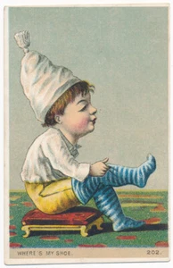 Wo ist mein Schuh?  - Victorian Trade Card - Bild 1 von 2