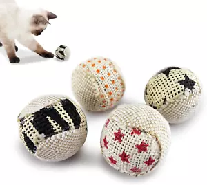 Canvas Cats Toys Balls, 4-Pack, Interactive Chew Toys for Indoor Kitty & Kittens - Picture 1 of 6