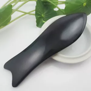 Chinese Black Buffalo Horn GuaSha Facial Massage Tool Gua Sha Board Fish Shape - Picture 1 of 3