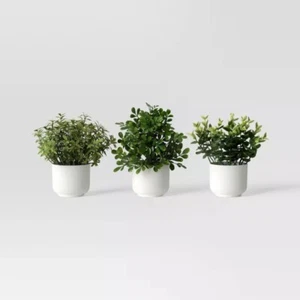 Herb Artificial Plant in White Pot - Picture 1 of 5