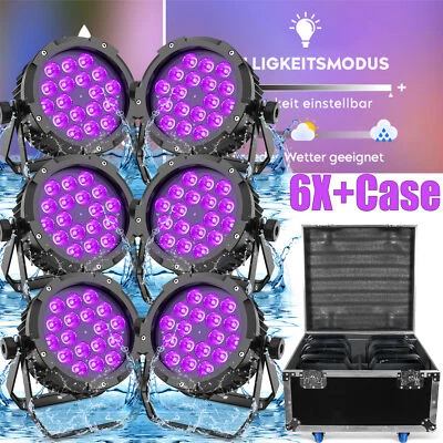 6x IP65 Wasserdichte 270W Par Strahler DMX 18 LED 6in1 RGBWA+UV Bühnenlicht+Case - Bild 1 von 4
