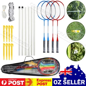 Professional Badminton Racquet Set 4 Player Racket Shuttlecock Net Bag VIC - Picture 1 of 12
