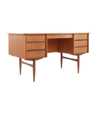 Maurice Villency Style Mid Century Teak Desk with Bookcase Front Cover