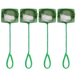 4 Pcs Green 4 Inch Aquarium Fish Net Quick Catch Mesh Nylon Plastic Handle - Picture 1 of 7