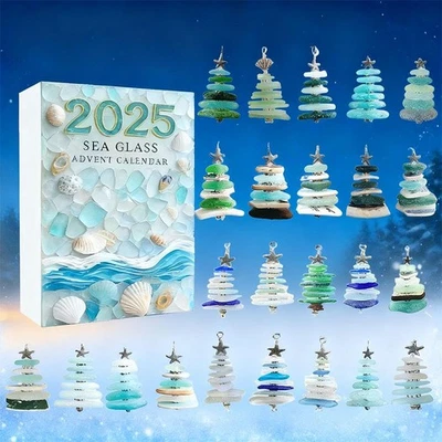 Sea Glass 2025 Advent Calendar with 24pcs 2D Acrylic Christmas Tree Pendants - Image 1 of 4