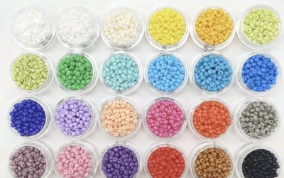 2400pcs 3mm Glass Beads 100g 23 Cols For Crafts Jewellery Making 2 Packets - Image 1 of 4