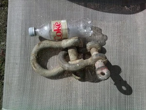 Two Large Iron Clevis Anchor Shackle with Bow Screw Pin  Cable Lifting Pulling - Picture 1 of 1