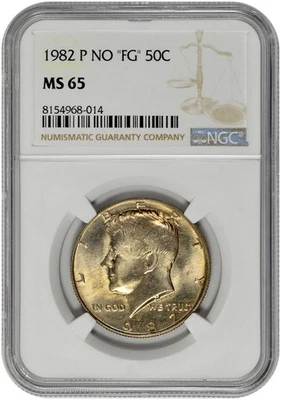 1982 P No "FG" 50C Kennedy Half Dollar NGC Graded MS 65 New Holder - Image 1 of 2