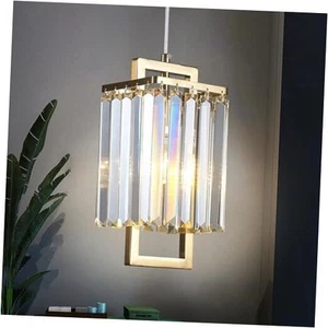 Modern Crystal Pendant Light Fixture 1-Light Gold Stainless Steel Hanging - Picture 1 of 8