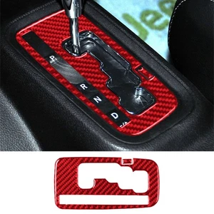 Red Carbon Fiber Center Gear Shift Panel Trim Fit For Jeep Wrangler JK 2011-2017 - Picture 1 of 12