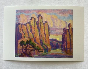 Carta Sven Birger Sandzen Utah artista promo arte SWAP alba della luna nel canyon Moab - Foto 1 di 2