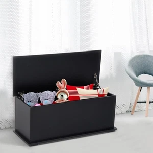 Black Storage Ottoman Chest Trunk Bench Box Toy 100cm Lid - Picture 1 of 13