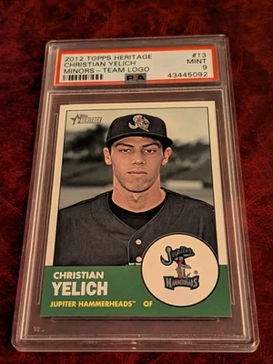 Christian Yelich 2012 Topps Heritage Minors Team Logo#13 PSA9Extra Card. - Image 1 of 3