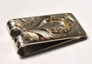 14K Fill Lucky Horseshoe Sterling Silver Money Clip by Elk Creek Mexico - Picture 1 of 7