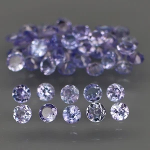 Round 2.5 mm.Ravishing Color&Full Fire! Purplish Blue Tanzanite 50Pcs/3.40Ct. - Picture 1 of 6