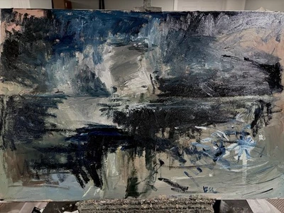 Náutico Abstracto Rhode Island Surrealismo Óleo Sobre Lienzo 36”x24” Original Firmado Foto 1 de 3