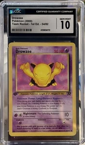 2000 POKEMON DROWZEE TEAM ROCKET 1ST ED CGC GEM MINT 10 54/82 CHUMLEE COLLECTION - Picture 1 of 2