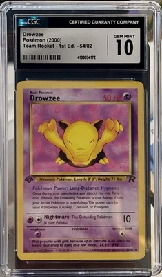 2000 POKEMON DROWZEE TEAM ROCKET 1ST ED CGC GEM MINT 10 54/82 CHUMLEE COLLECTION - Image 1 of 2