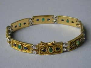 Armband 750er / 18 Karat Gold Smaragde Safire Brillianten - Bild 1 von 15