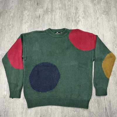 VTG STRUCTURE 90S GEOMETRIC CIRCLE DOT ART COTTON SWEATER ADULT LARGE L KNIT - Image 1 of 4