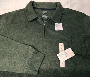 Croft & Barrow Extra Soft Fleece Quarter-Zip Pullover Sweater Green 2XB New - Picture 1 of 7