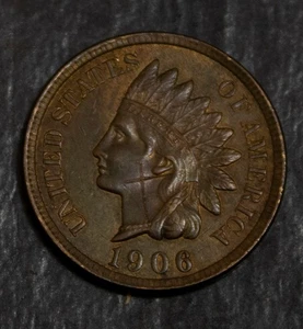 1906 Indian Cent Slider BU X Scratch Obverse  Lot F 923 - Picture 1 of 2