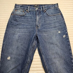 Pantalones de mezclilla Abercrombie Fitch Mom para mujer 6 azules tiro alto dobladillo corto desgastado - Imagen 1 de 12