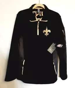 NFL NEW ORLEANS SAINTS 1/4 ZIP BLACK/GOLD PULLOVER LARGE NWT - Picture 1 of 8