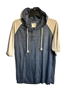 Alpha Beta XL Young Mens Blue Short Sleeve Hooded Shirt - Picture 1 of 12