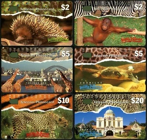 1991 Australia Nueva Gales del Sur Estado conjunto de 6 tarjetas telefónicas un orificio usadas, en muy buena condición - Imagen 1 de 1