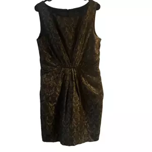Gebrauchtes ärmelloses Damenkleid Max and Cleo halber Reißverschluss gold schwarz Größe 14 Teil - Bild 1 von 11
