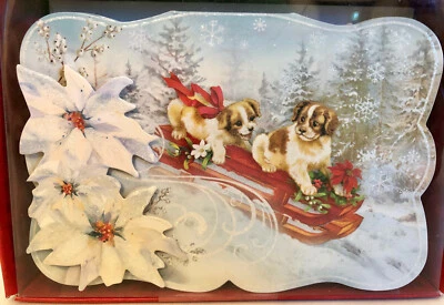 Punch Studio TARJETAS DE NAVIDAD DESLIZANTES CACHORROS DE NAVIDAD. Caja 10.  ¡HERMOSO!  Foto 1 de 4