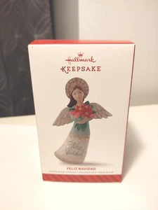 Hallmark Keepsake 2014 Feliz Navidad Ángel con adorno de flores - Imagen 1 de 6