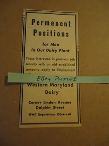 Western Maryland Dairy Milk Baltimore MD 1945 Zeitungspapier Anzeige - Bild 1 von 1