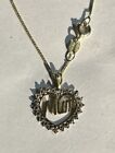 Vintage Sterling Silver Gold Plated Mum Heart Necklace And Chain Mothers Day