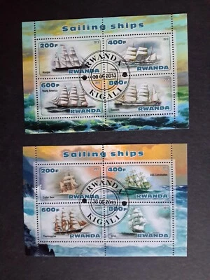 stamps Rwanda 2013 Sailing ships 2 Blocks MNH (Prinz)  Used - Image 1 of 3