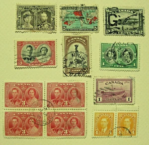 Canada Postage 13 Stamp Lot Mixed Value Individual and Blocks - Picture 1 of 8