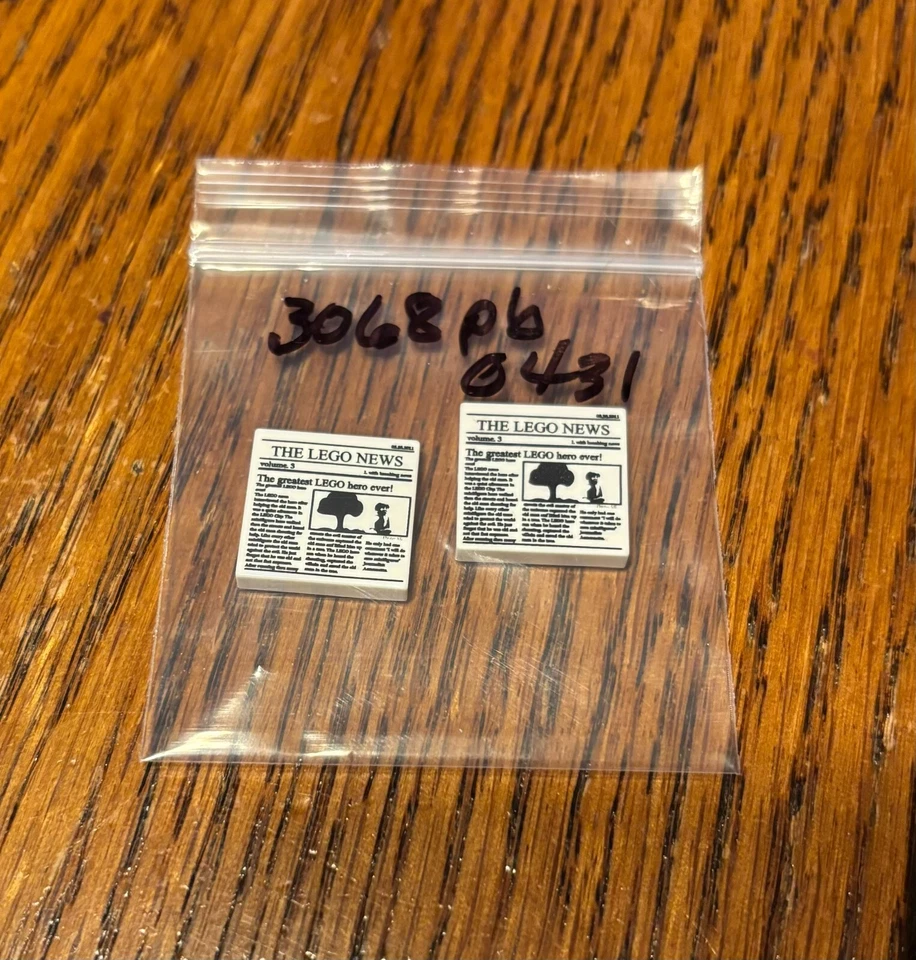 Lego 2x2 Decorated Tile -Lego News, Vol. 3 - White - 2 Pieces - New - Image 1 of 1