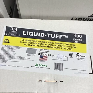 1 box of LIQUID TUFF CONDUIT 3/4" 100FT. 6203-30-00 GRAY,type LFMC - Picture 1 of 6