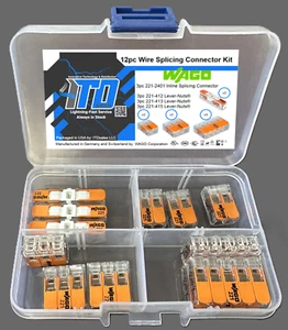 WAGO Lever Nuts 12pc Wire Splicing Connector Kit with Case - Picture 1 of 15