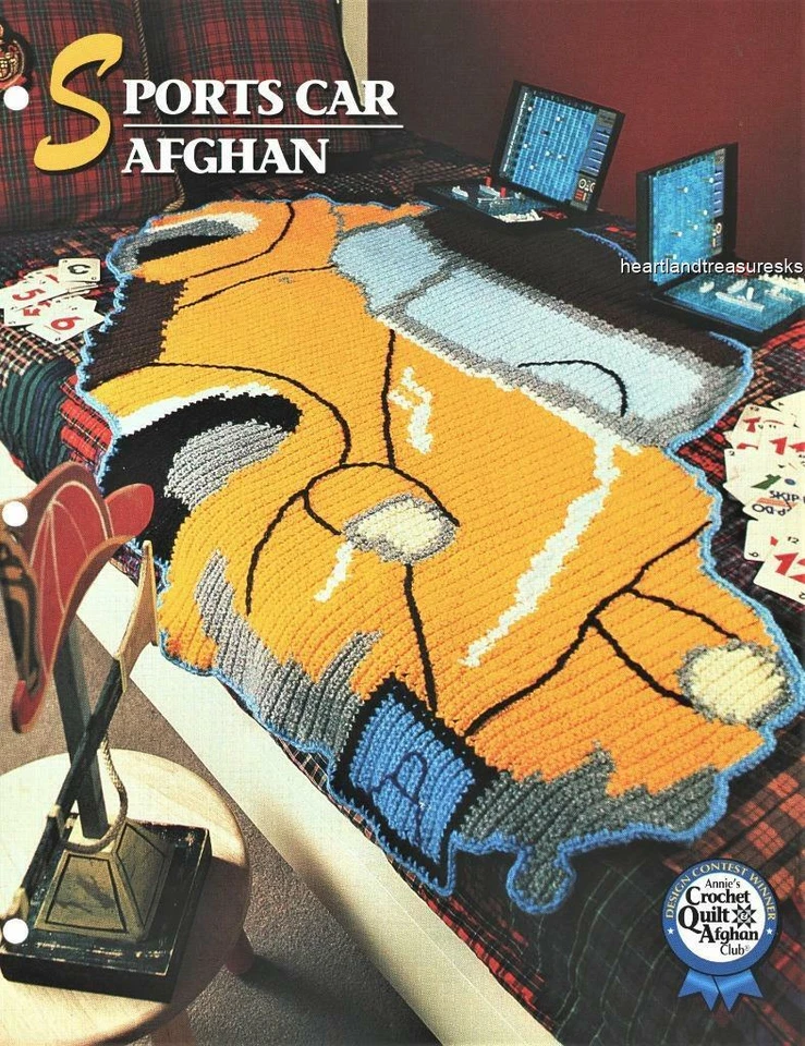 Sports Car  Afghan  Annie's Attic Crochet Afghan Pattern Leaflet - Image 1 of 1