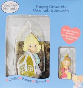 Precious Moments 2 Ornaments” With Miniature Loving Caring Sharing" Dated 2003 - Picture 1 of 3