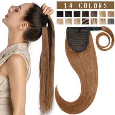 100% Human Hair Pony Tail Extensions Clip In Real Remy Ponytail Wrap In CLAW/JAW - Image 1 of 4