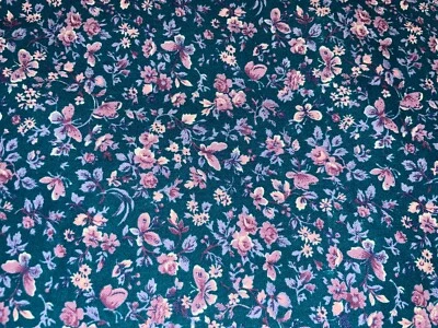 By 1/2 Yd Vintage Flowers & Butterflies Pink Green Blue Cotton Fabric Peter Pan