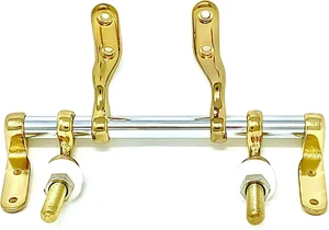 New Polished Brass & Chrome Toilet Seat Hinge Hardware Universal Fit - Picture 1 of 12
